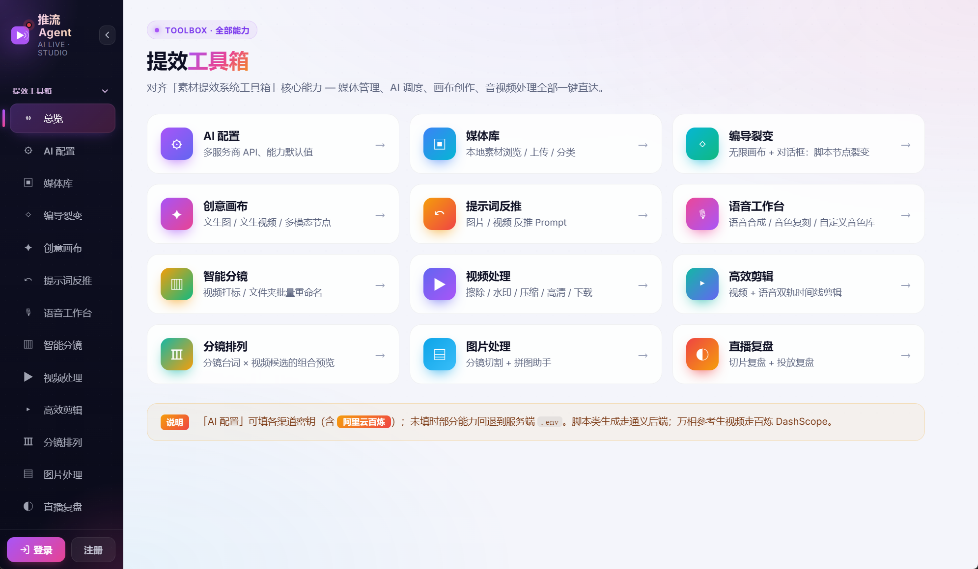 短视频复刻与推流 Agent 工具箱截图